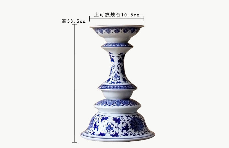 Jingdezhen blue and white porcelain high candlestick creative ceramic candelabra handicraft zen ceramic decorative furnishing articles