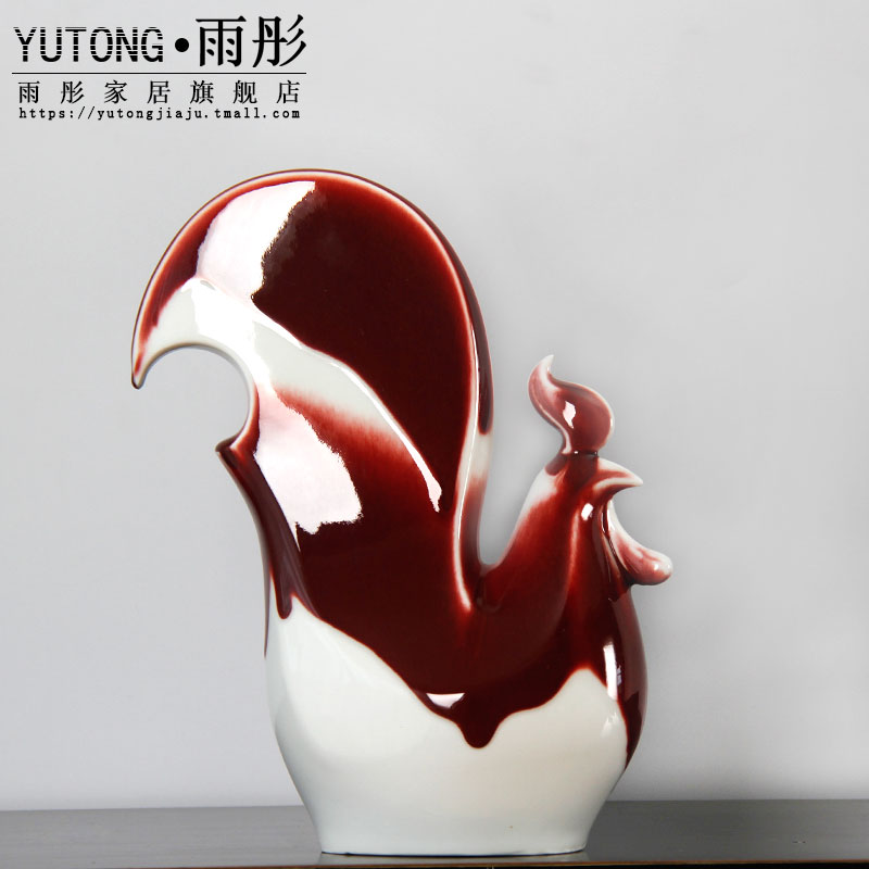Chinese red porcelain ceramic chicken chicken blockbuster furnishing articles red rooster big chicken chicken creative craft gift