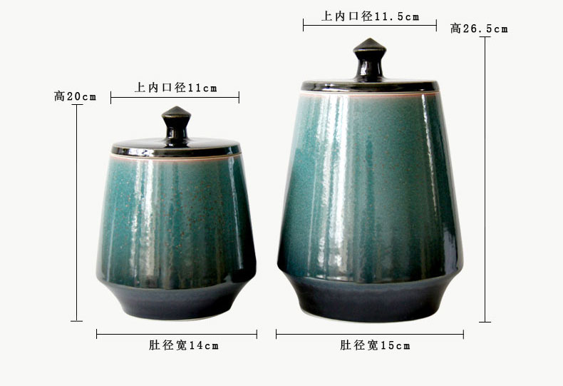 Jingdezhen ceramic furnishing articles checking ceramic up green, high temperature porcelain tea caddy fixings store receives little tea urn