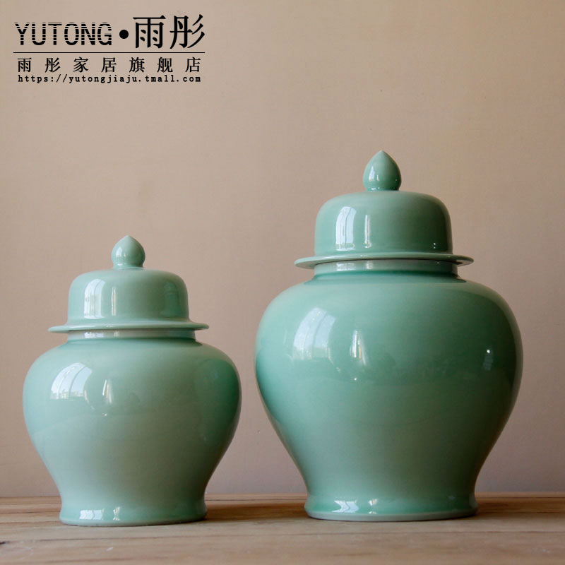 Jingdezhen ceramics by hand shadow blue glaze with cover storage tank example room soft outfit ceramic pot to decorate the study hall