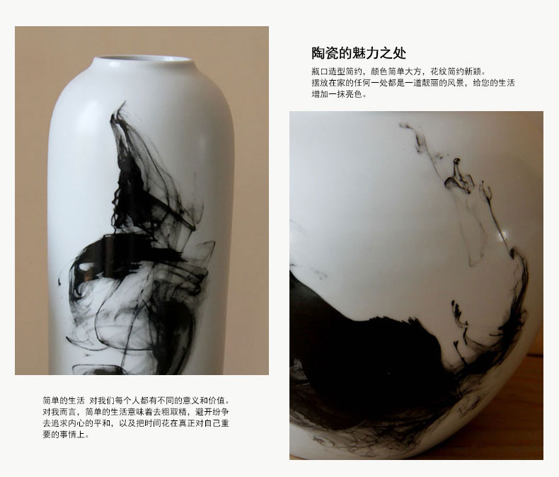 Jingdezhen ceramic ink painting ceramic vases, flower arranging furnishing articles furnishing articles sitting room porch ceramic vase sitting room flower arrangement