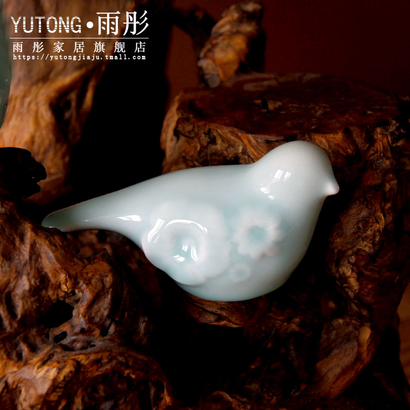 Rain tong creative household act the role ofing is tasted furnishing articles hand knead cuckoo jingdezhen porcelain celadon bird furnishing articles