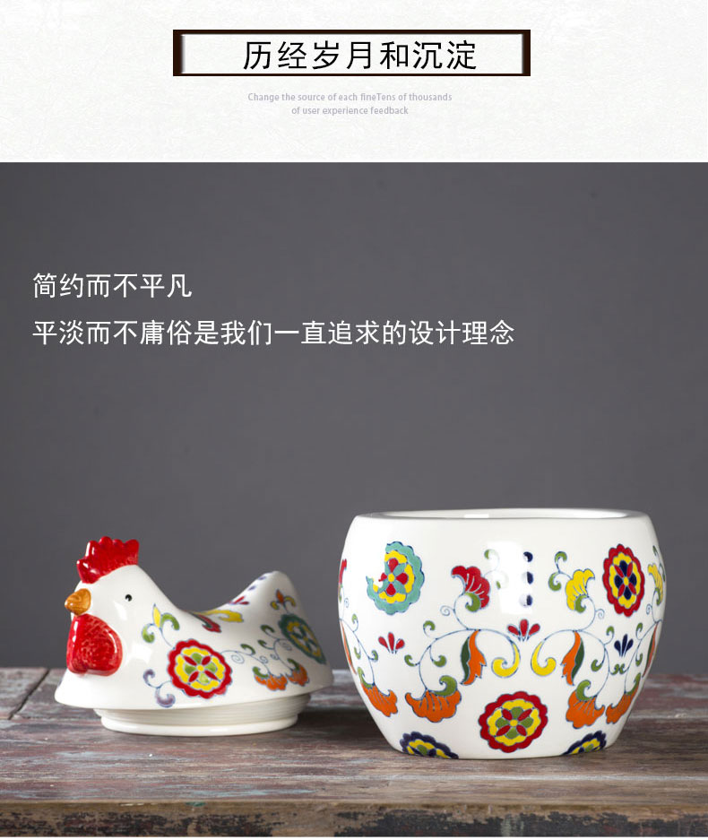 Ceramic chicken place jingdezhen porcelain creative European painting home sitting room adornment snacks seal storage tank