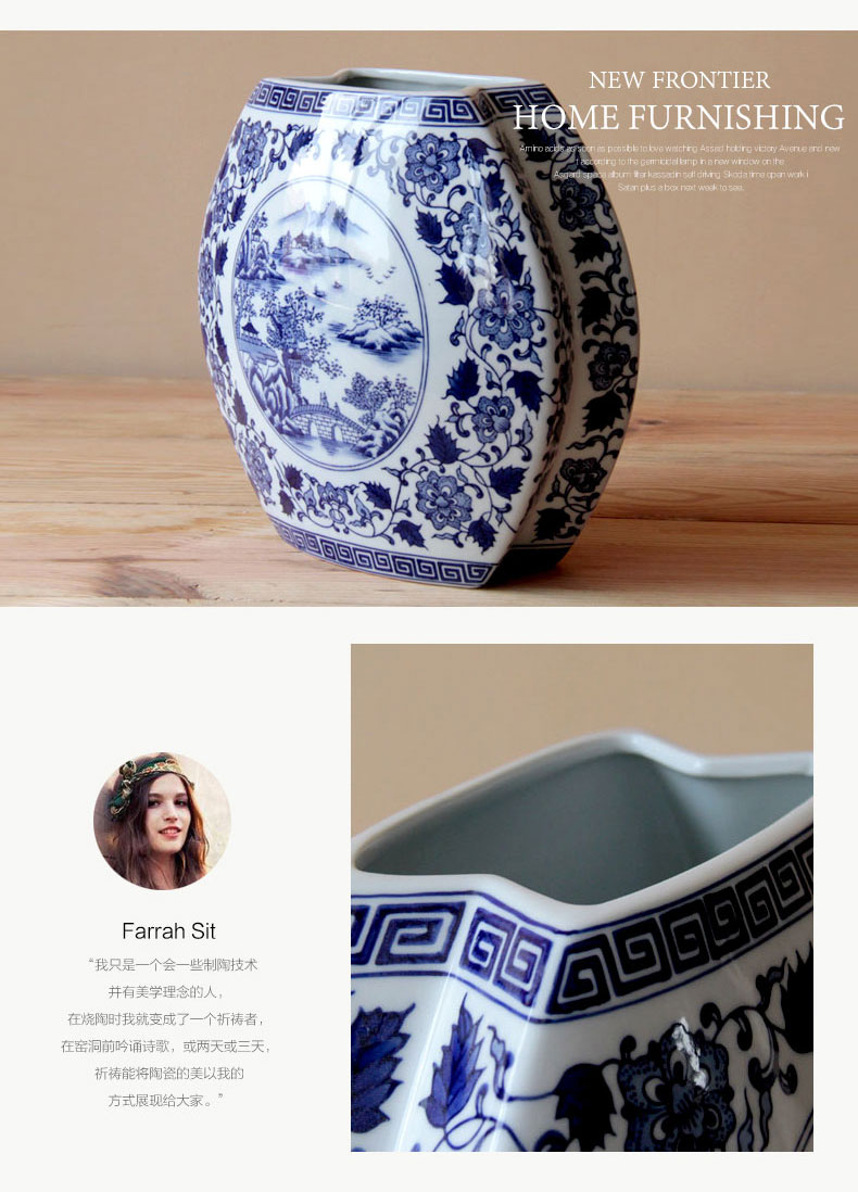 The rain tong home | classic blue and white porcelain creative flower jingdezhen blue and white porcelain home decoration ceramic furnishing articles