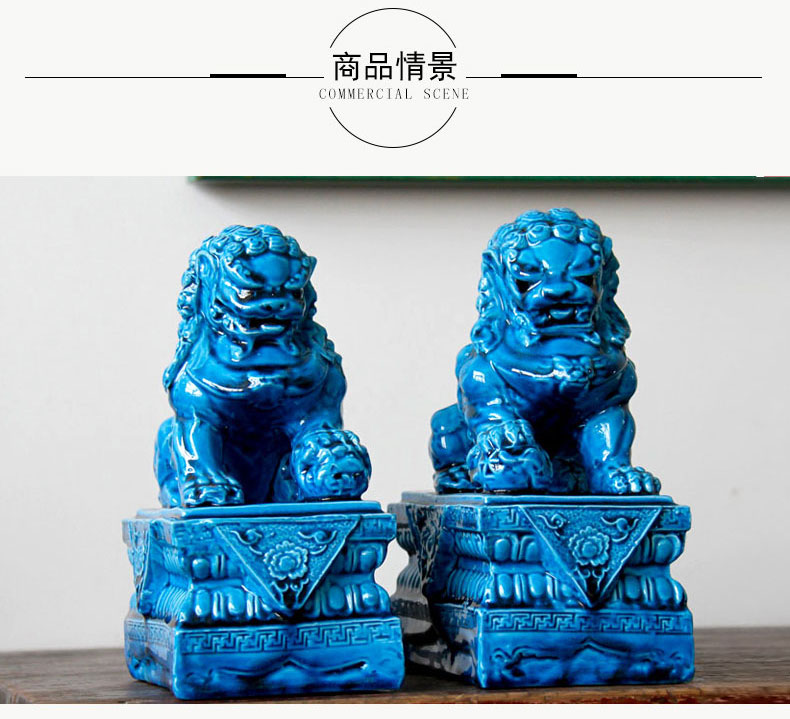 Chinese style ice crack glaze crafts are lion jingdezhen ceramics by hand home furnishing articles home decoration