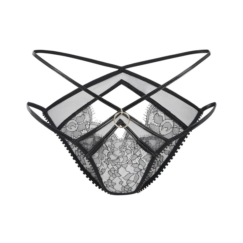 Agent Provocateur Foxie Series Sexy Leather Strap Thong Panties