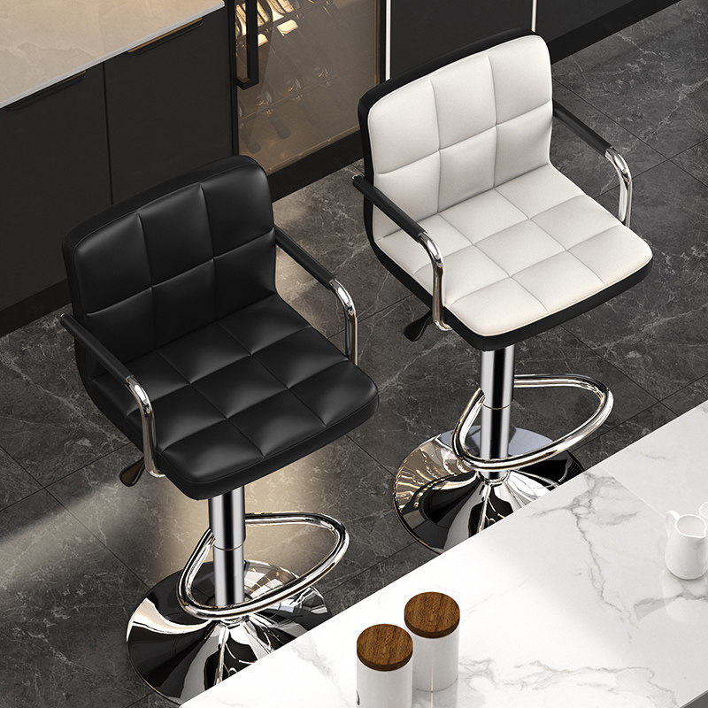 Bar Bench High Foot Stool Can Liftable Front Desk Cashier Desk Chair Light Lavish Bar Chair Brief Swivel Backrest Bar Stool-Taobao
