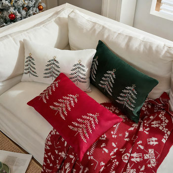 Christmas tree embroidery nordic ins christmas pillow cushion lumbar pillow living room sofa decorative pillow pillow cover