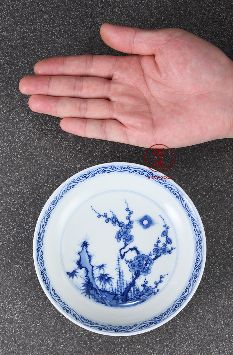 Jingdezhen lesser RuanDingRong made lesser money name plum flower pot bearing dry mercifully tea saucer