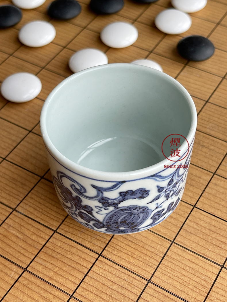 Hand - made imitation of yuan blue and white porcelain of jingdezhen g frequently hall window for fruit insect lines straight keller cup