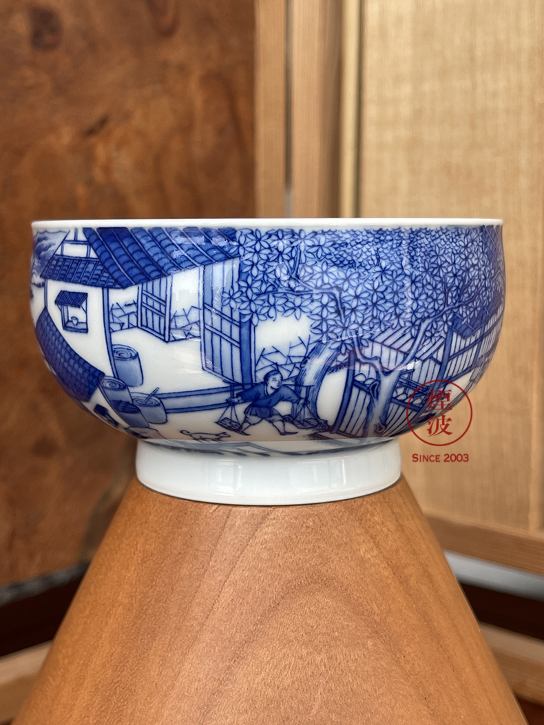 Jingdezhen sleep mountain hidden up to admire Jane with blue and white heavy porcelain making figure figure cylinder cup mold