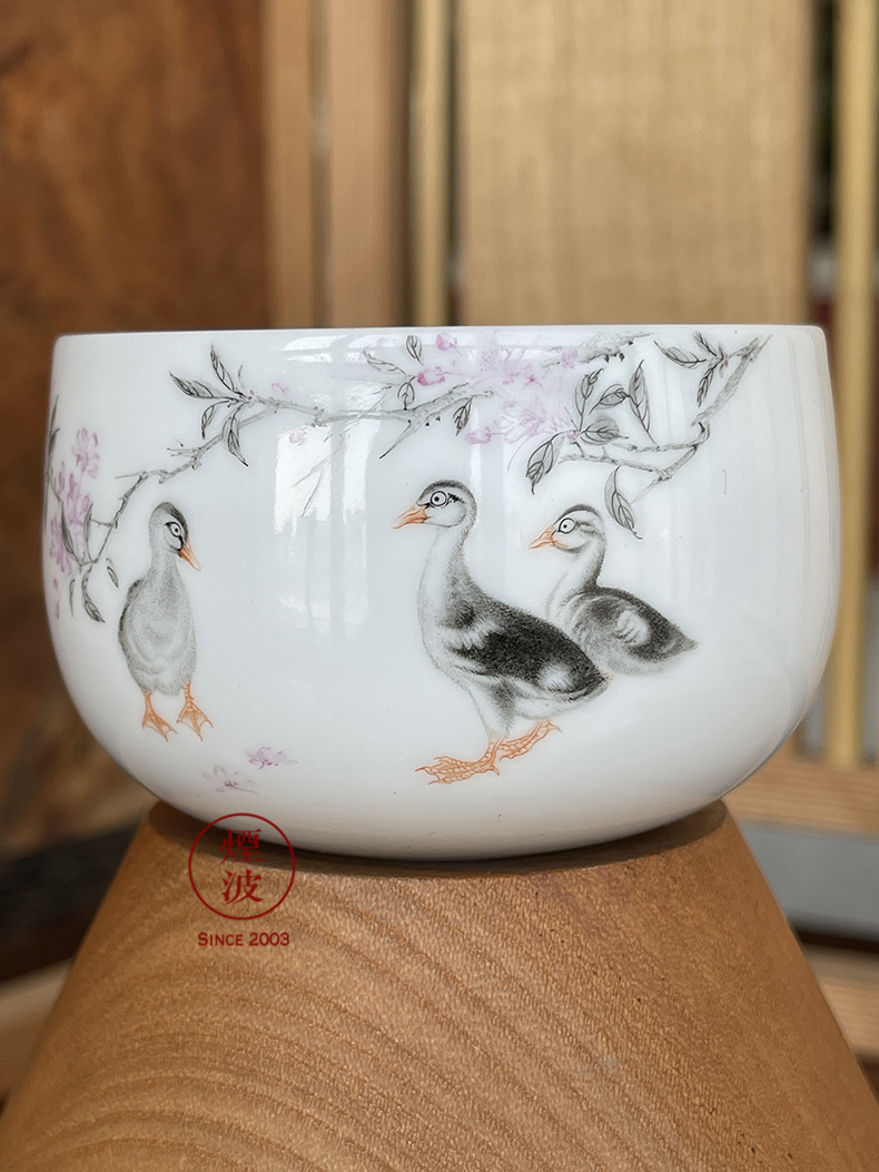 Jingdezhen nine calcinations hand - made color ink painters spend porcelain hand duck furnace type cup cup sample tea cup