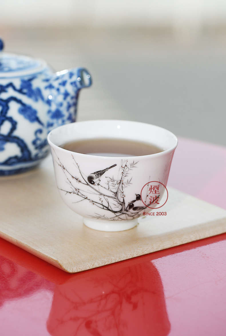 Jingdezhen nine calcinations color ink painters porcelain hand beaming keller cup sample tea cup