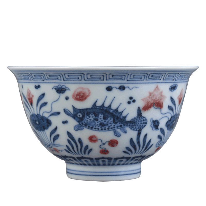 Jingdezhen spring auspicious jade Zou Jun up system with hand - made porcelain youligong fish grain sample tea cup tea cups