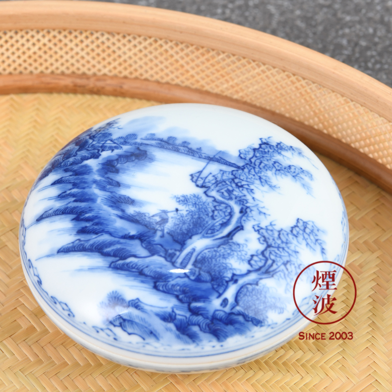 The smoke jingdezhen lesser RuanDingRong made lesser landscape inkpad box box