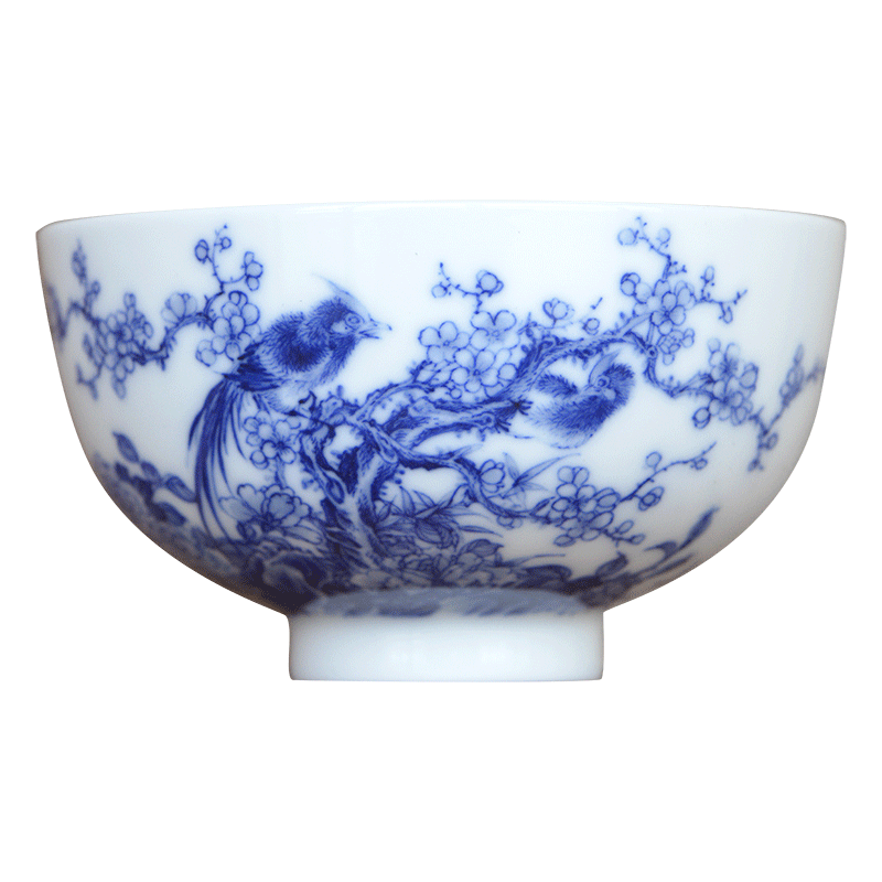 Jingdezhen nine wonderful hand burn hand - made porcelain nine paragraphs practice finches peach blossom put drunk heart bowl of tea cups