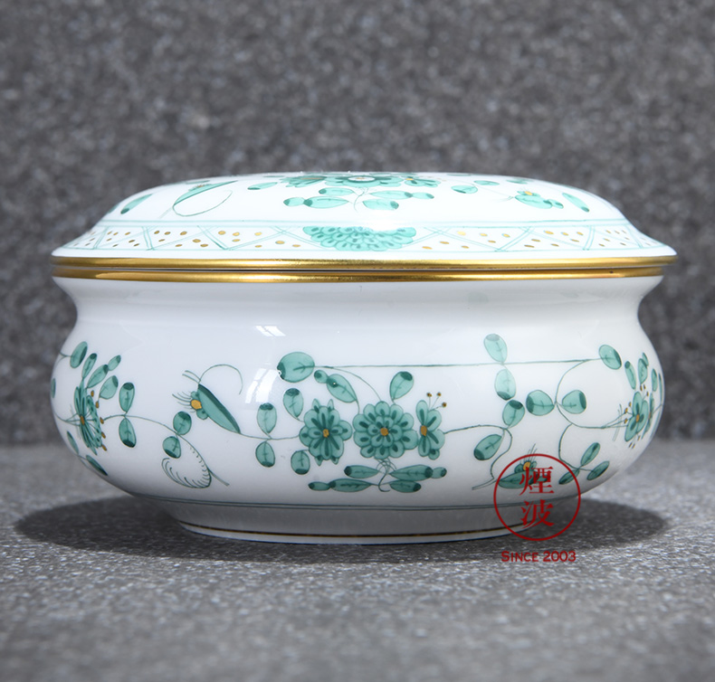 German mason mason meisen new clipping green flower porcelain candy box POTS store content box