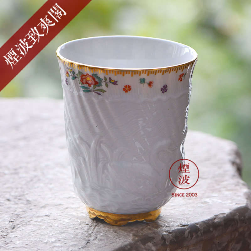 Germany MEISSEN porcelain swan mason series white paint painting flower tea cups