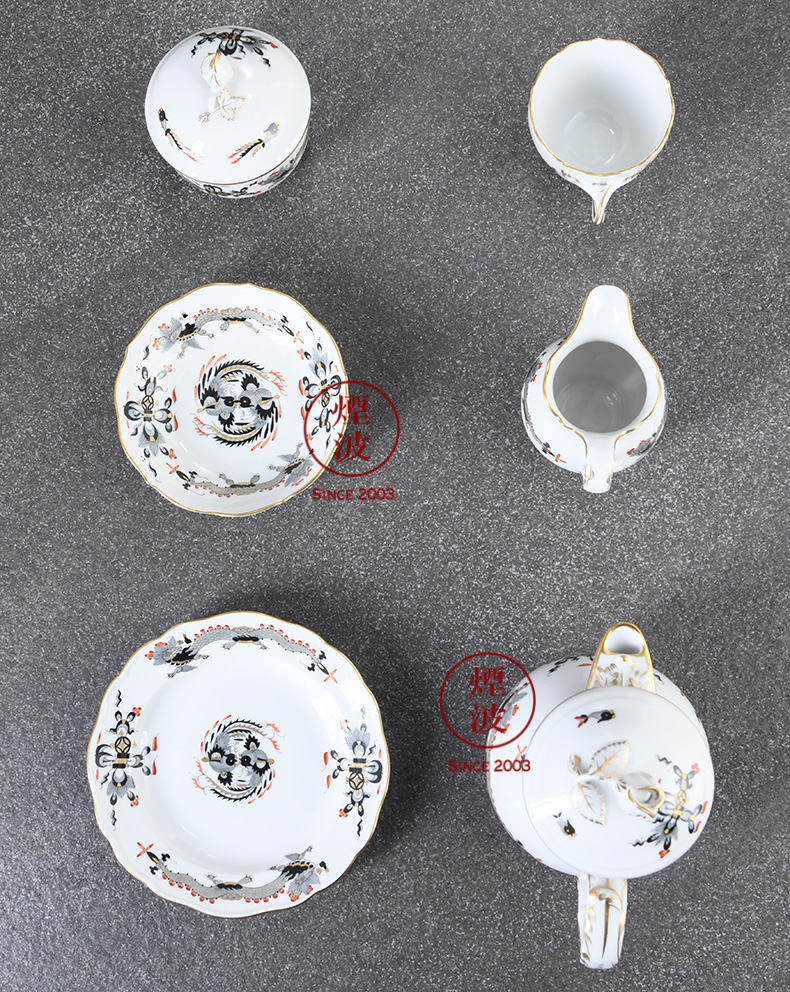 German mason MEISSEN porcelain royal dragon paint black tea set of coffee in the afternoon