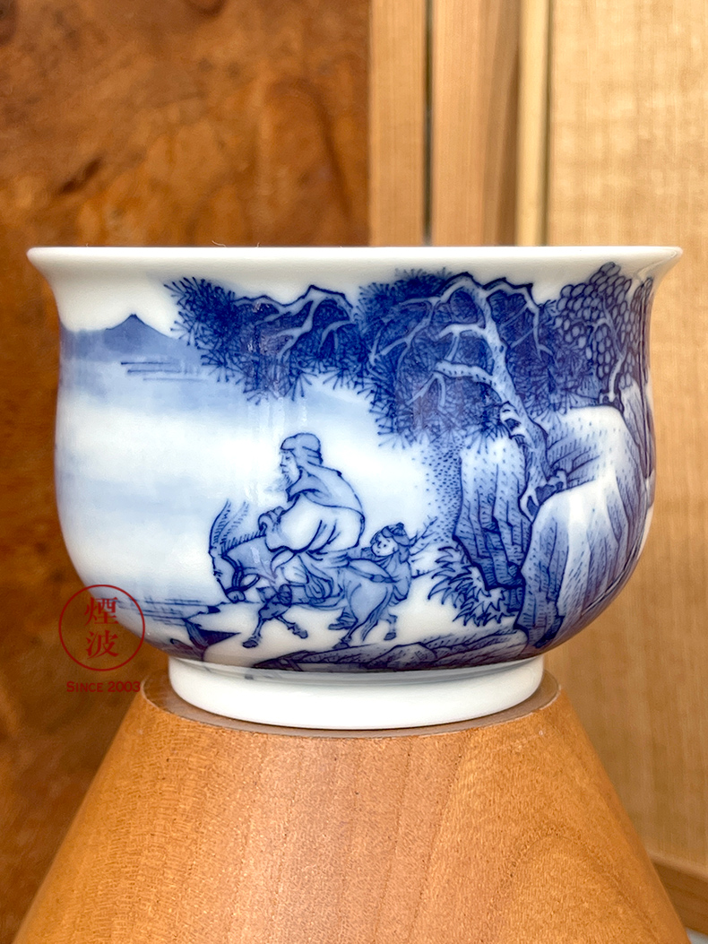 Jingdezhen spring auspicious jade Zou Jun up of eight of the blue and white new old boy riding donkey landscape furnace type of CPU