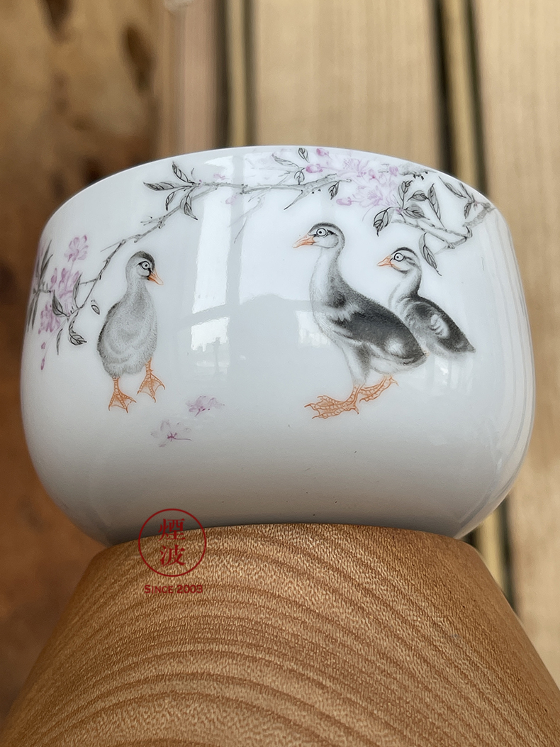 Jingdezhen nine calcinations hand - made color ink painters spend porcelain hand duck furnace type cup cup sample tea cup