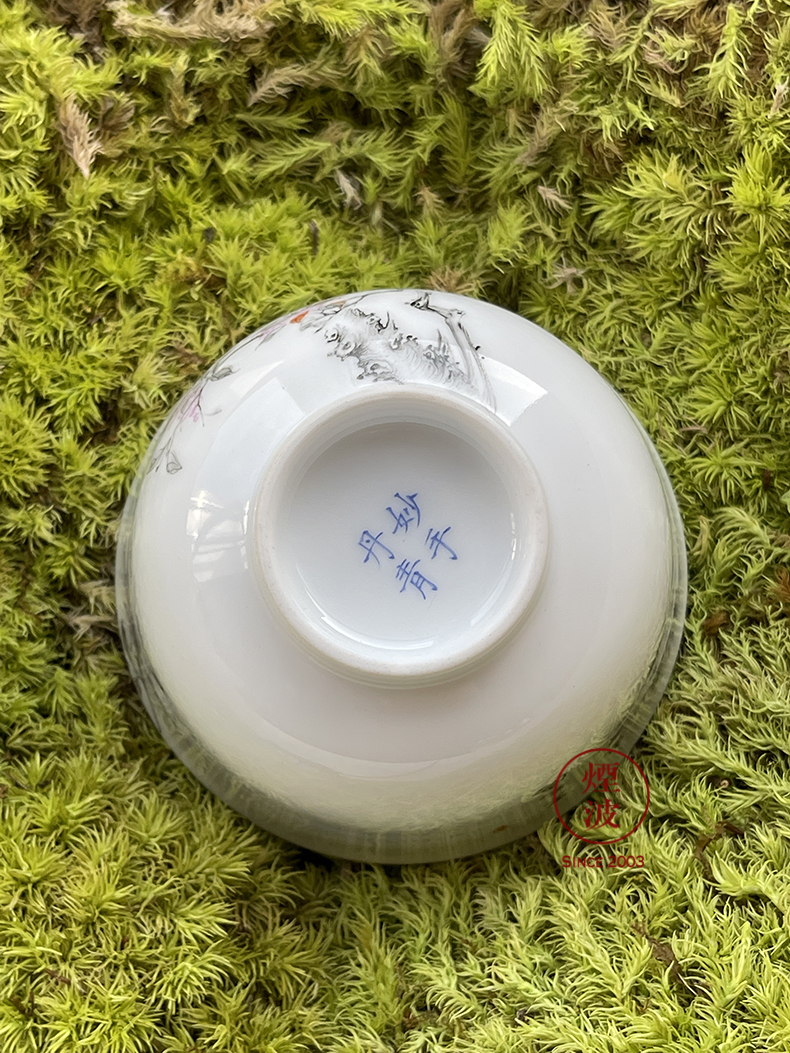 Jingdezhen nine calcinations hand - made color ink painters porcelain hand painting of flowers and keller cup sample tea cup