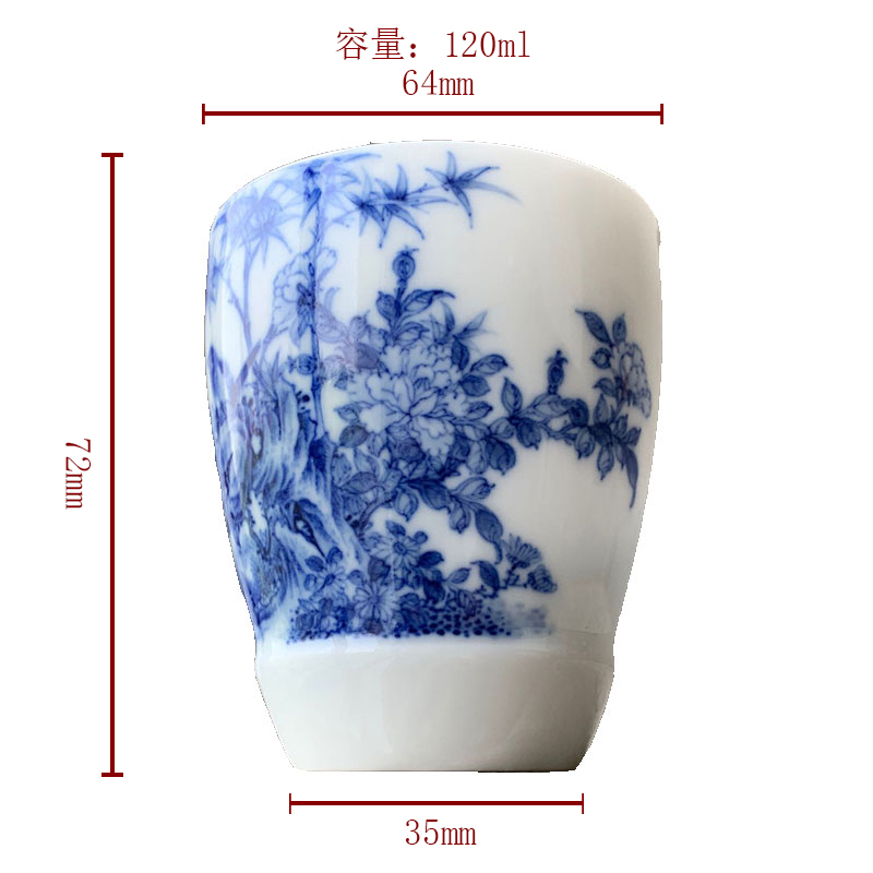 Those jingdezhen nine calcinations hand - made of blue and white porcelain painting of flowers and edify kudan hand cup tea cups