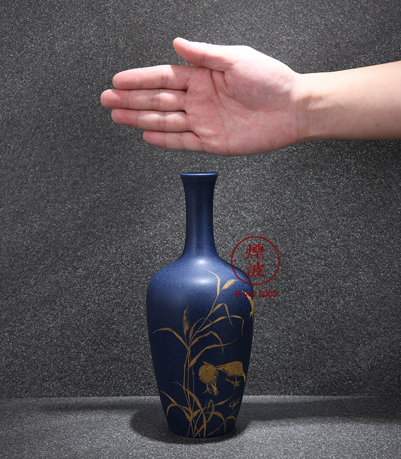 Those jingdezhen nine burn fuels the bluestar glaze wonderful hand burnt work reed pond was the qing shadow vases, flower implement