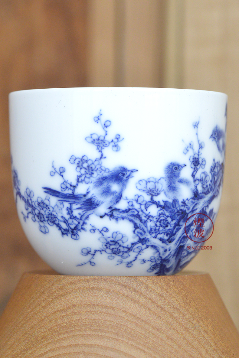 Jingdezhen nine wonderful hand burn hand - made porcelain nine paragraphs peach flower chicken cylinder cups of tea cups