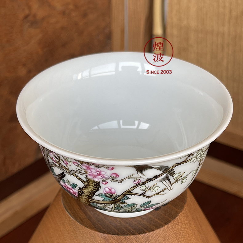 Jingdezhen spring auspicious jade Zou Jun up and colored enamel of eight new system bamboo stone painting of flowers and beaming koubei