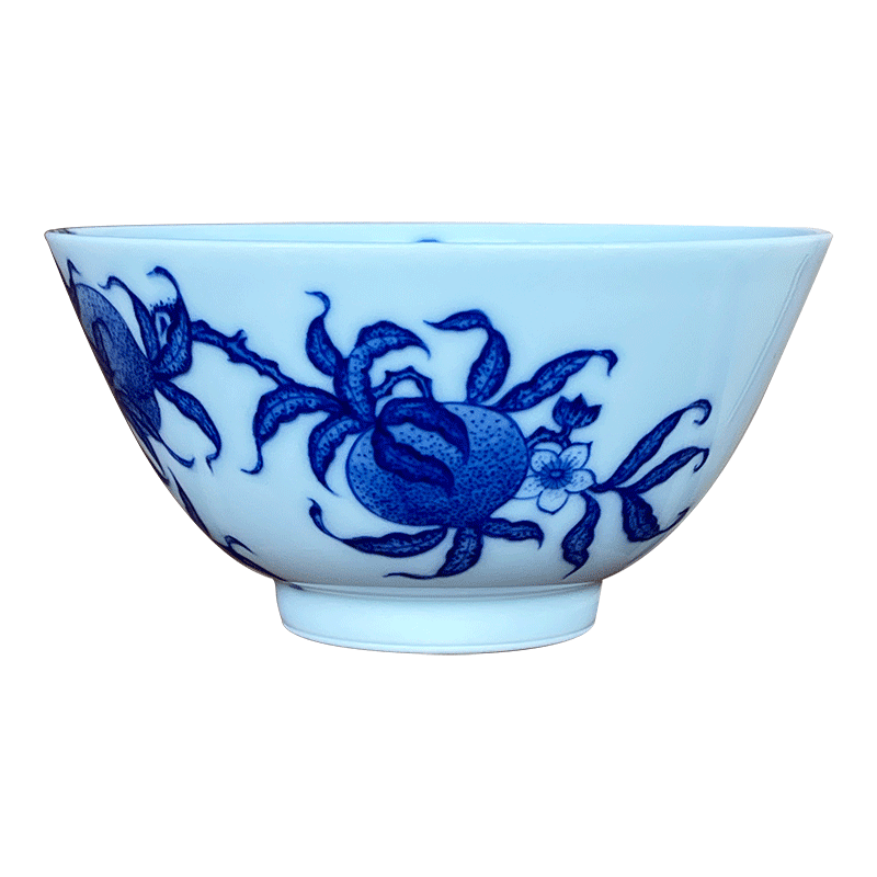 Jingdezhen sleep mountain hidden up to admire Jane imitation the qing and the peach live long and proper sample tea cup drawing