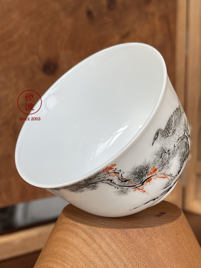 Jingdezhen nine calcinations hand - made color ink painters chorale eagle porcelain hand keller cup sample tea cup