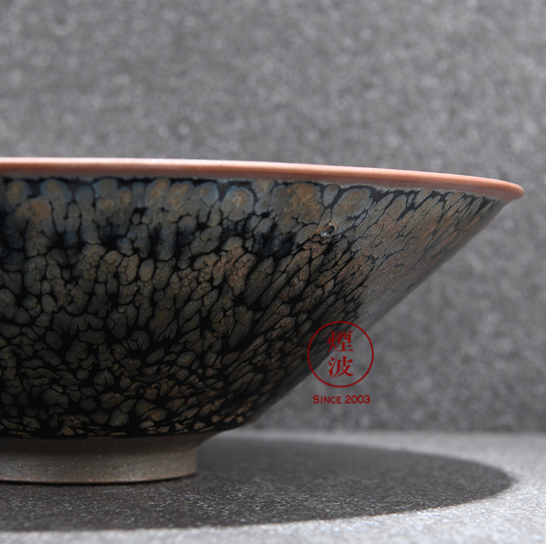 Those Japanese pottery Tian Xing, unit 2 songstress variable purple light temmoku soup 盌 built light tea light cup 58