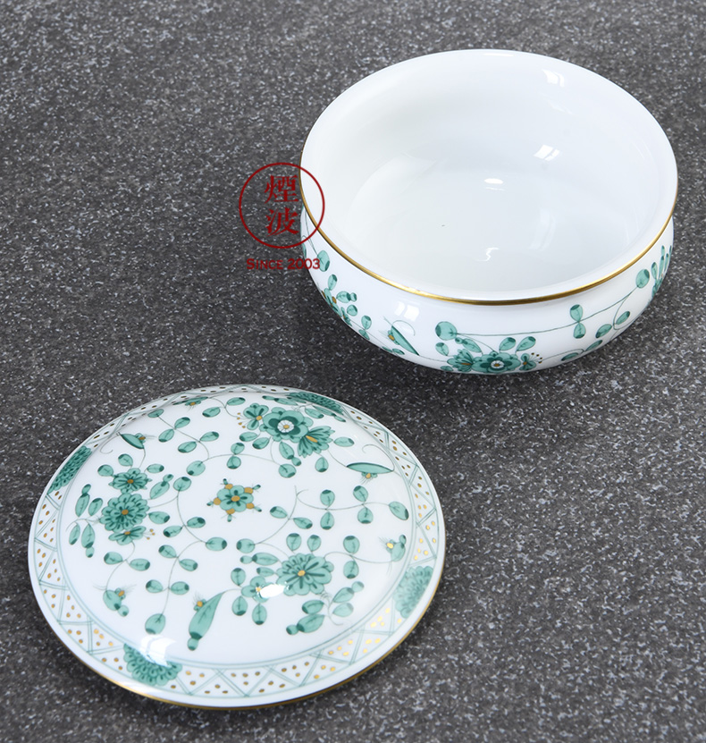 German mason mason meisen new clipping green flower porcelain candy box POTS store content box