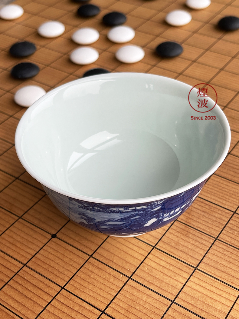 Jingdezhen sleep mountain hidden up the reform model of blue and white heavy yuanmingyuan peng island YaoTai sample tea cup tea cups