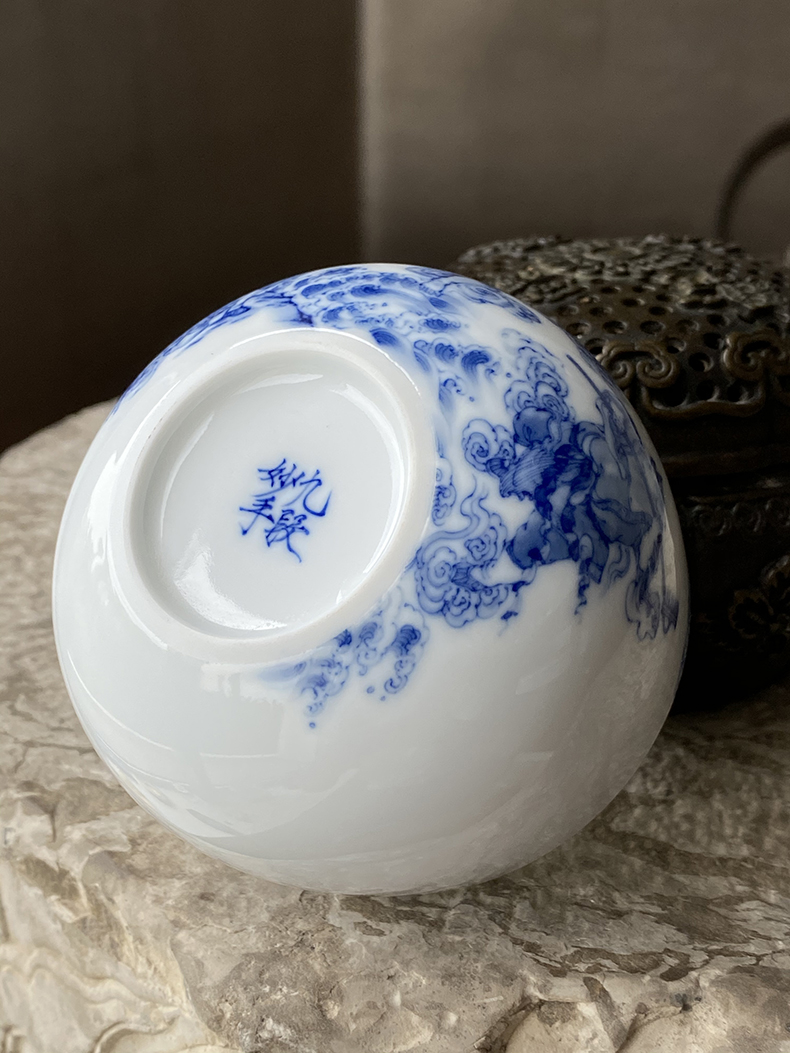 Jingdezhen nine burn hand - made porcelain nine paragraphs furnace type experienced war quicksand river cup cup
