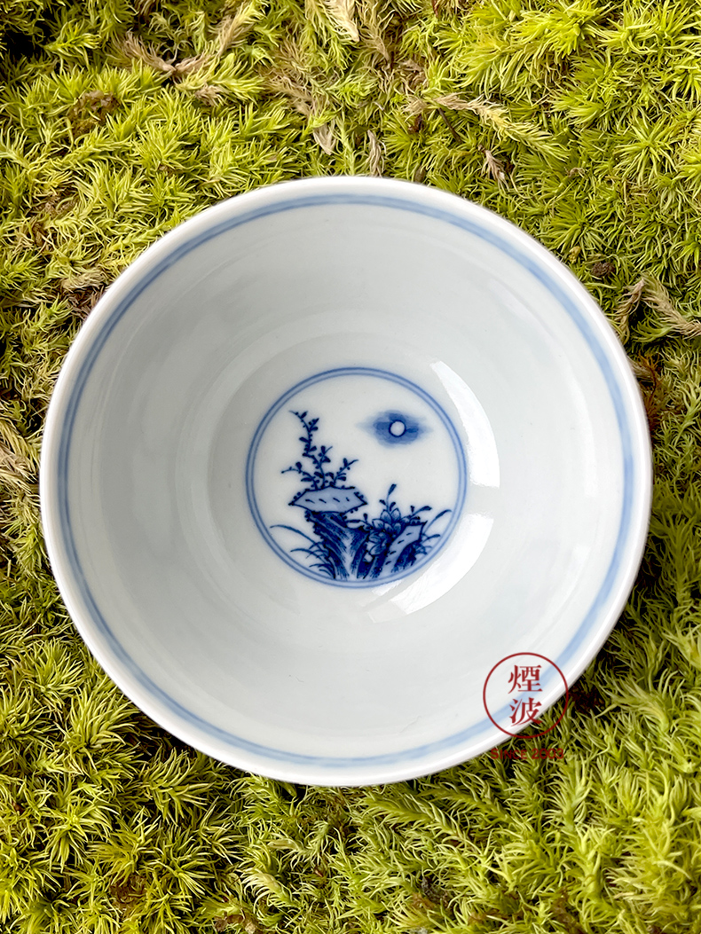 Jingdezhen lesser RuanDingRong made lesser rock peony orchid yan butterfly sample tea cup cup drawing