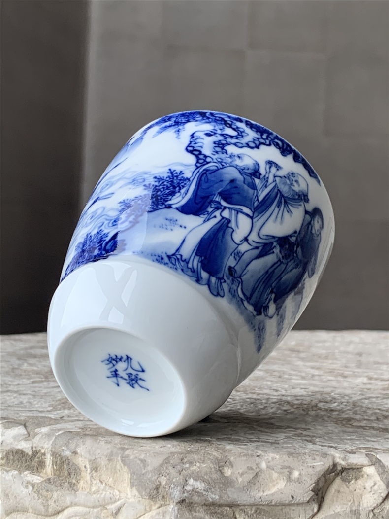 Jingdezhen nine wonderful hand burn hand - made porcelain nine paragraphs offer longevity figure mold cup sample tea cup tea cups