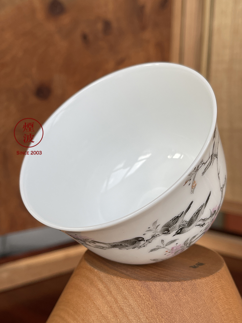 Jingdezhen nine calcinations hand - made color ink painters porcelain hand painting of flowers and keller cup sample tea cup