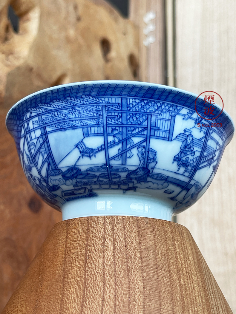 Jingdezhen sleep mountain hidden up to admire Jane with blue and white figure heavy porcelain manufacture mold figure keller cup