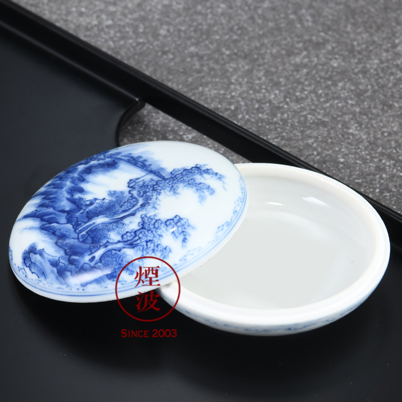 The smoke jingdezhen lesser RuanDingRong made lesser landscape inkpad box box