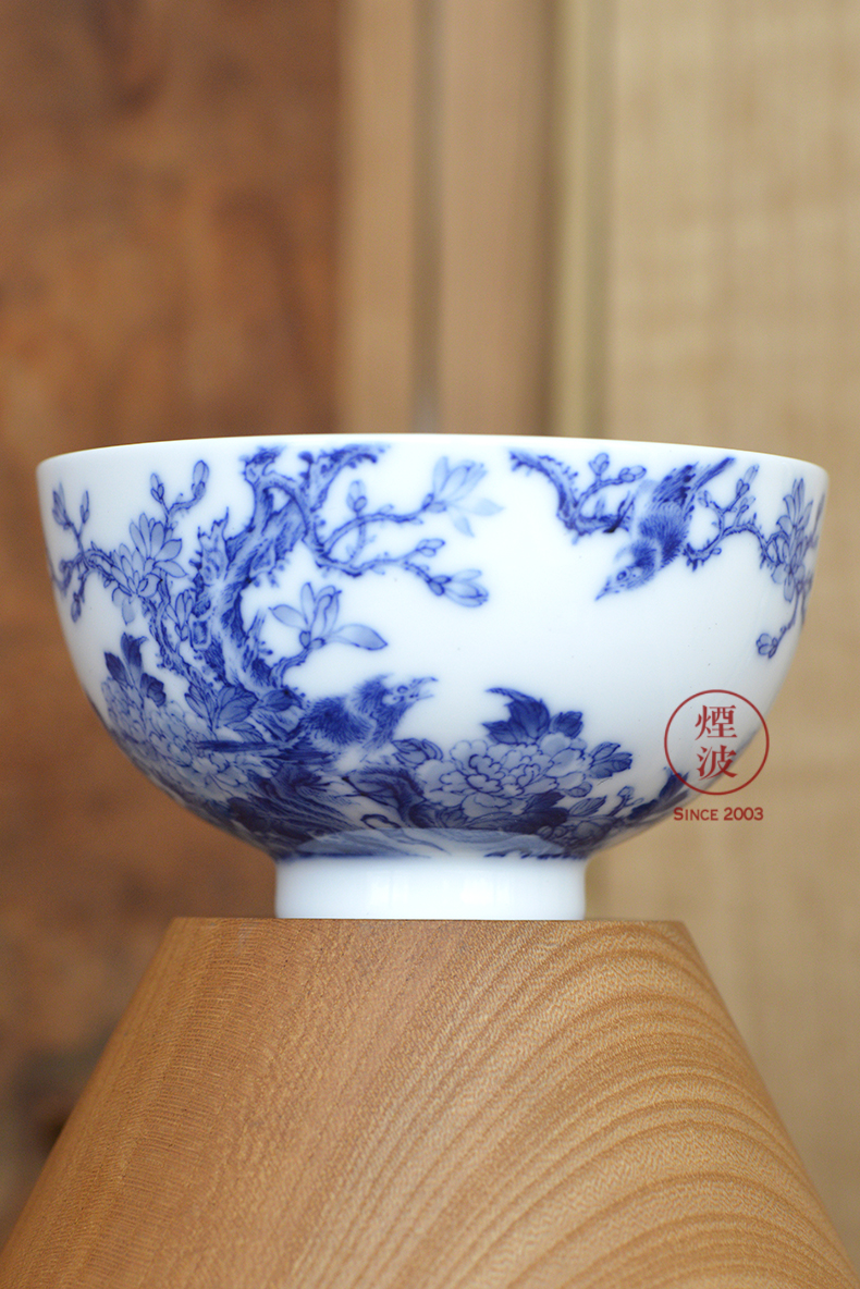 Jingdezhen nine wonderful hand burn hand - made porcelain nine paragraphs peony yulan flower heart bowl of tea cups
