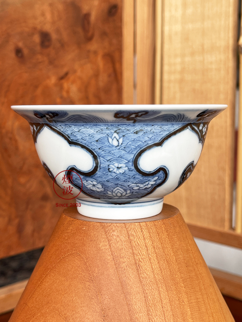 Jingdezhen sleep mountain hidden up reform movement of blue - and - white ruyi lotus pattern sample tea cup tea cups