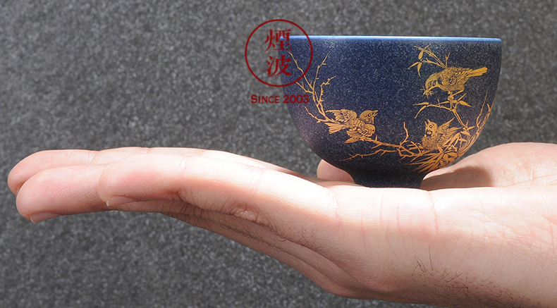 Those jingdezhen nine burn fuels the bluestar glaze wonderful hand burnt autumn garden work boring cup