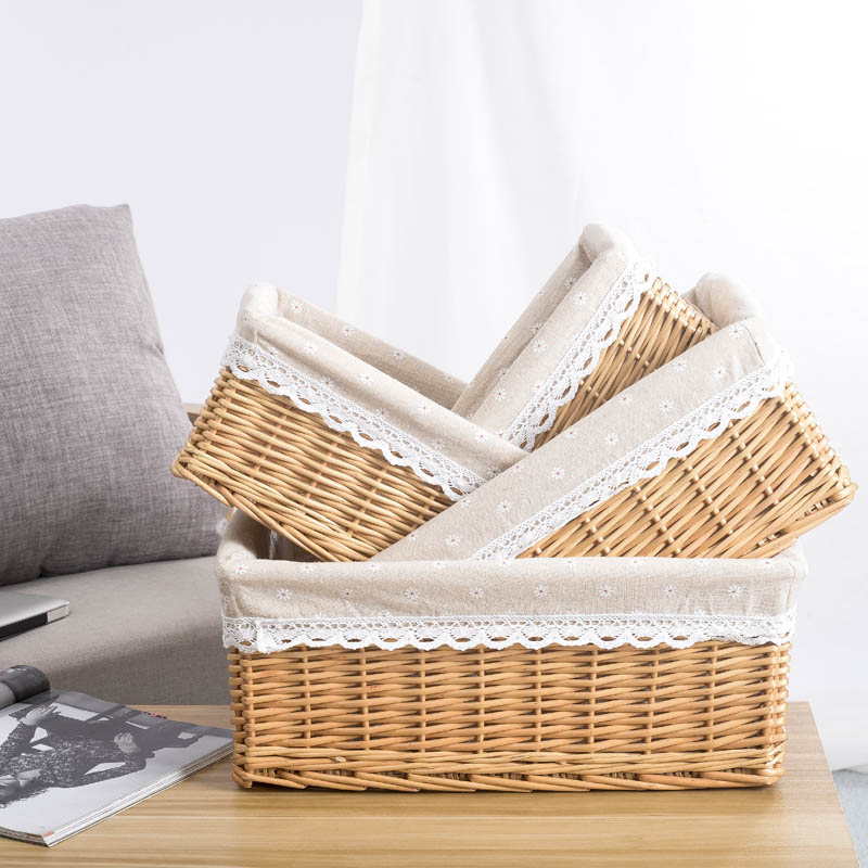 Art Collection Collection of Rattan Chic Rose Gold Box Finishing Box Cloth Art Yiche Clothes Fields Garden Debris Willow collection and containing box
