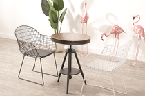 Outdoor Iron Art Chair Nordic Minimalist Grid Chair Hollowed-out Dining Chair Book Table And Chairs Casual Backrest Armrest