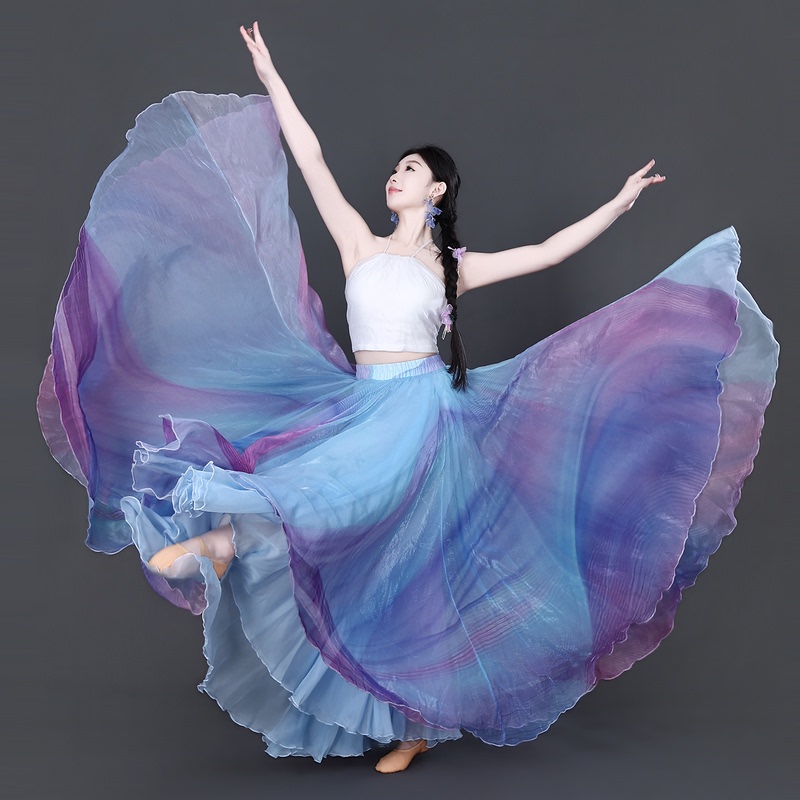Alyun and Sea Lavender Print 900-Degree New Classical Dance Flared Skirt Daily Travel Photography Half-Length Fairy Skirt Alyun and Sea Lavender Print 900-Degree New Classical Dance Flared Skirt Daily Travel Photography Half-Length Fairy Skirt