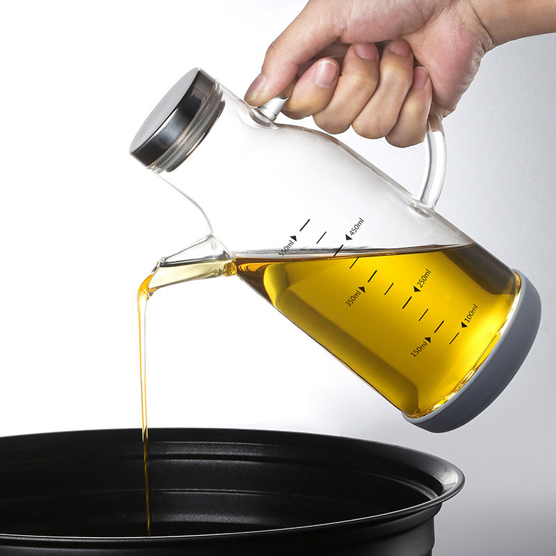 Doubled preferred oil pot kitchen stainless steel cover oil bottle anti-leak glass soy sauce sesame oil oil vinegar tank 550 750ml