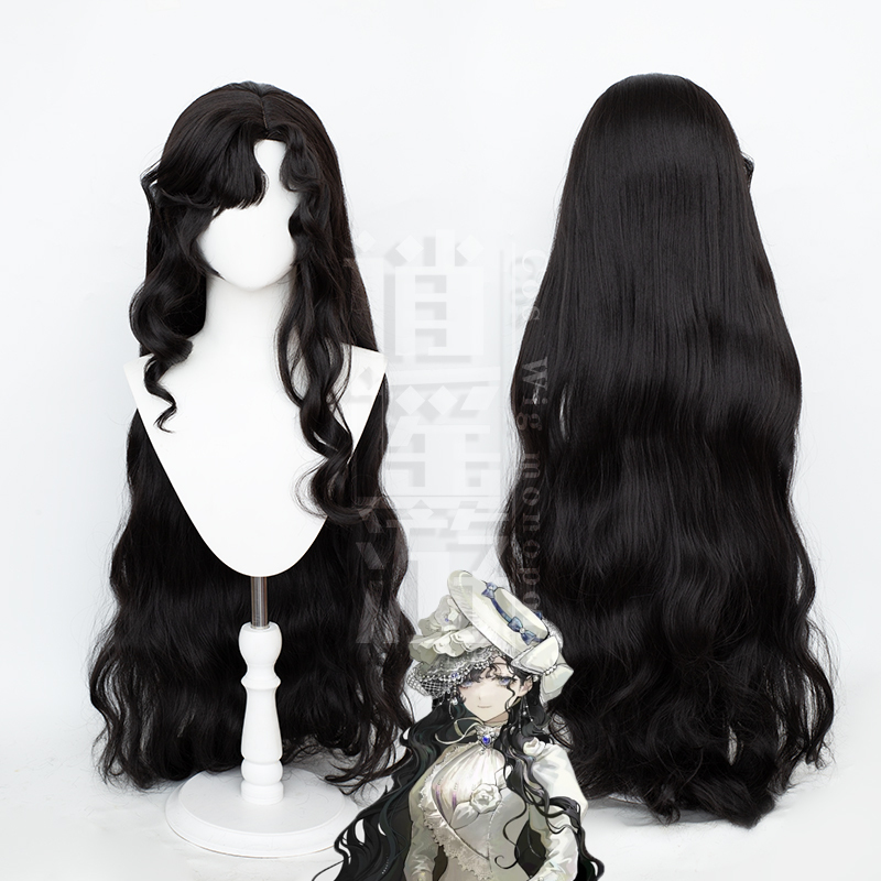 Free-Spirited Journey Returns to the Future 1999 Isolde Cosplay Wig with Realistic Scalp Top, Black Big Waves Cosplay