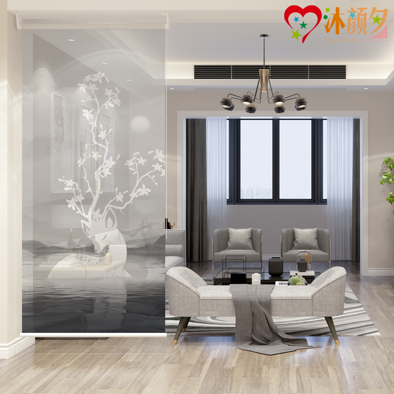 Nordic living room partition curtain modern minimalist translucent soft screen hanging lifting porch curtain entrance curtain